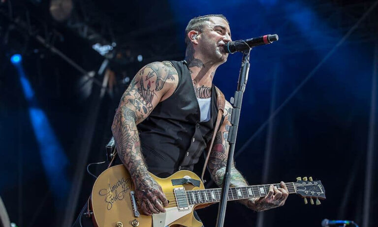 Frontmann Sammy und die Broilers stehen live auf der Open-Air-Bühne in Kassel vor jubelndem Publikum und feiernden Fans.