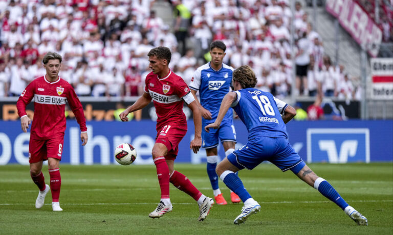 Spielszene zwischen der TSG 1899 Hoffenheim und dem VfB Stuttgart am 12. September 2026 in Sinsheim